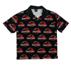 Jurassic Park Shirt Men M Medium Black Cotton AOP All Over Print Dumbgood